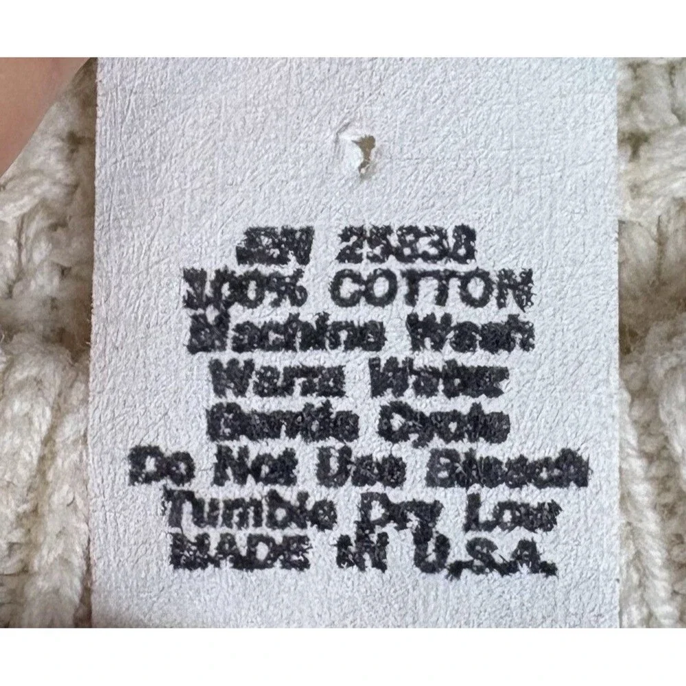 Womens L Vintage Sweater Knit Cream Cotton Grannycore 90s Mom Fisherman Crewneck - Picture 9 of 9